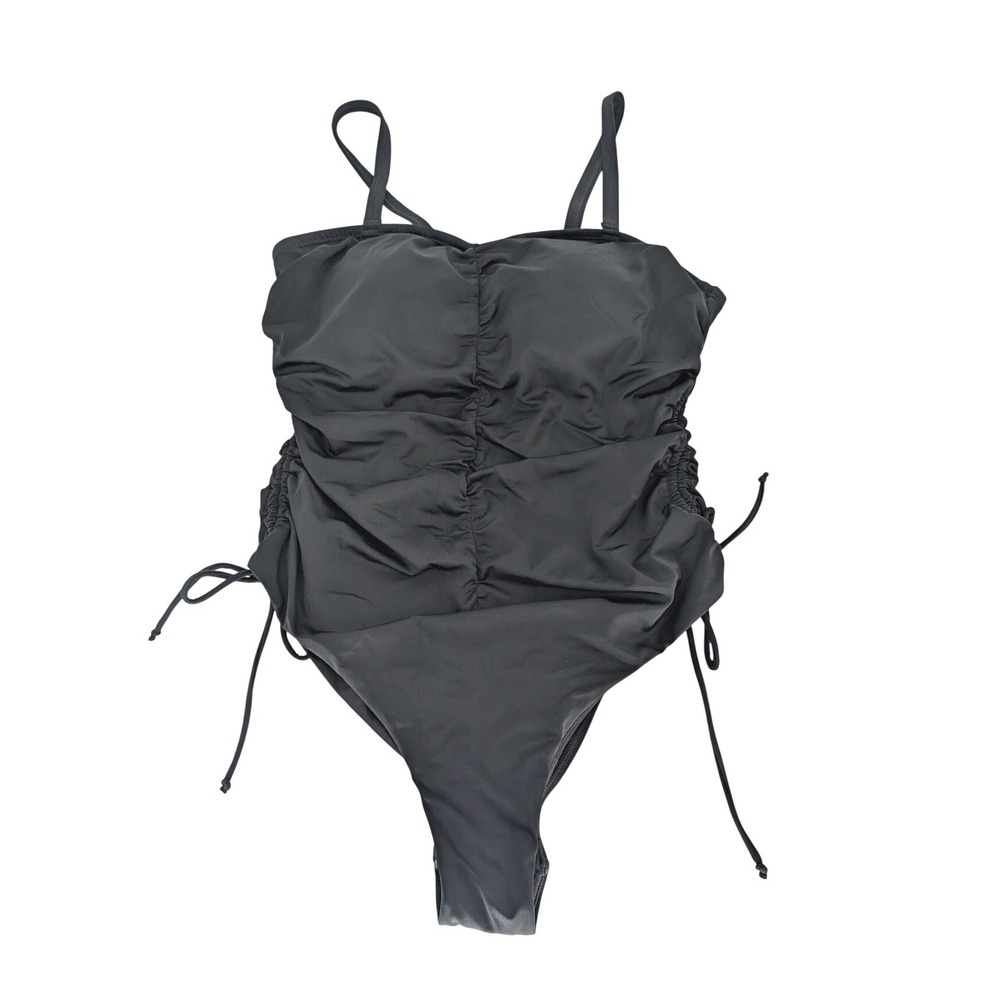 Swimsuits For All One‎ Piece Womens 18 Black Ruched Drawstring Sides Retro Glam